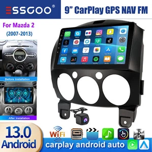 9"For Mazda 2 2007-2013 Carplay 64G Android 13 Car Stereo Radio GPS 32GB +Camera - Picture 1 of 13