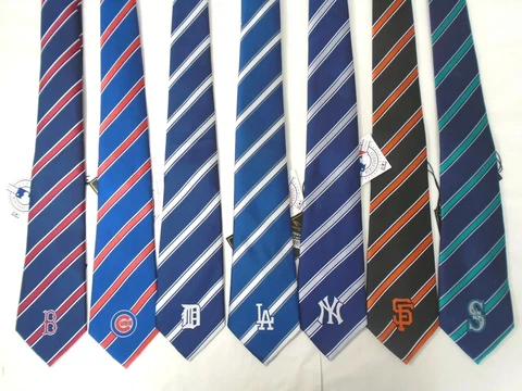 MLB Mens Striped Polyester Sports Neck Tie Eagle Wings Cover