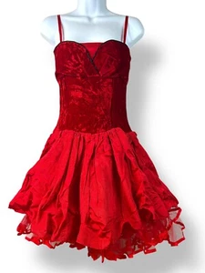 Vintage 80’s Handmade Mini Red Party Dress Corset & Tulle Women’s Sz Small - Bild 1 von 3