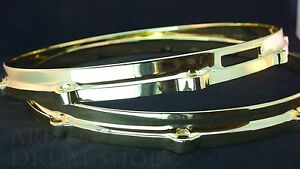 Ludwig NEW Brass Plated Die Cast Snare Hoops 14" PAIR 10 Hole/Lug FREE SHIPPING