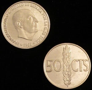 *GUTSE* FRANCO-9, 50 CÉNTIMOS 1966*19-75, BRILLO ORIGINAL, PROOF, SIN CIRCULAR. - Imagen 1 de 1