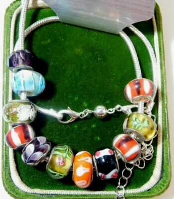 Euro bead Argento T Vetro Modellato Strass Ciondolo Snake Catena 17 " Collana - Immagine 1 di 4