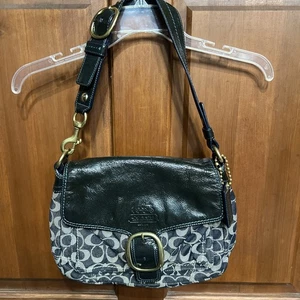Coach Schultertasche Bleecker Signature Blau Denim Lackleder Schnalle Druckknopf - Bild 1 von 15