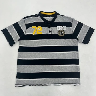 Polo Ecko Unlimited Boys 2XL Gris Negro Rayas Manga Corta Rendimiento Foto 1 de 4