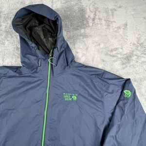 Mountain Hardwear Jacket Mens Large Blue Hooded Full Zip Windbreaker OM6449 - Picture 1 of 13