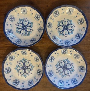 Moroccan Blue Medallion Melamine Pasta Or Salad Bowl, Citrus Grove (Set Of 4) - Picture 1 of 8