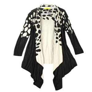 St. John Waterfall Open Front Sweater Cardigan Womens Size S Animal Print Caviar - Picture 1 of 13