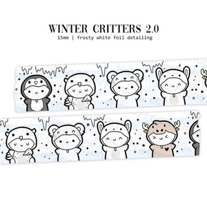 NEW The Coffee Monsterz Co TCMC Winter Critters 2.0 15mm Washi Tape Roll - Picture 1 of 2