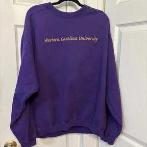 Felpa Vintage Western Carolina University Crew Cotone Scambio XL Viola - Foto 1 di 5