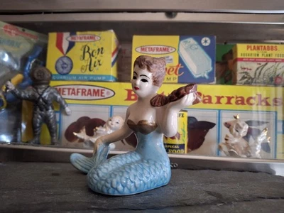 Antigua pecera de acuario de colección hermosa cerámica cola azul sirena 🧜 burbujeador Foto 1 de 4