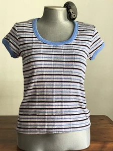 Vtg One Step Up Short Sleeve Striped Fitted Ringer T-Shirts Medium 90s NWT - Picture 1 of 5