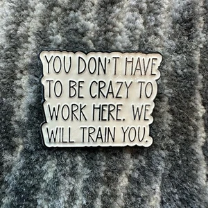 We Will Train You Enamel Pin Crazy To Work Here Funny Brooch Fun Job Gift New - Picture 1 of 4