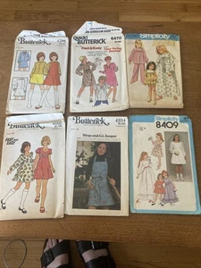 Lot Of Six Vintage Sewing Patterns Girls Size 14 Butterick Simplicity - Picture 1 of 13