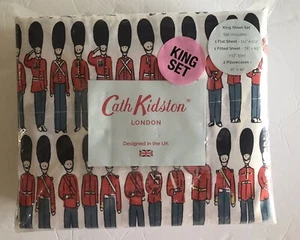 CATH KIDSTON LONDON GUARDS KING 4 Pc Cotton Sheet Set Nutcracker Toy Soldier NEW - Picture 1 of 5