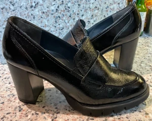 NEW PAUL GREEN NINA LOAFER PUMPS BLACK SIZE 5.5 UK/8 US PATENT LEATHER - Picture 1 of 13