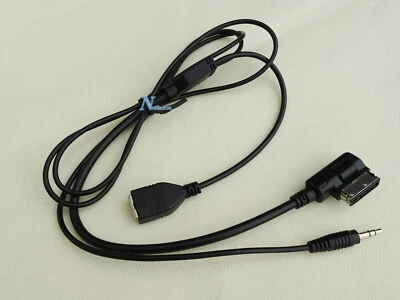 For MERCEDES BENZ MMI Music Interface AUX Cable 3.5mm Audio + USB Charger - Image 1 of 4
