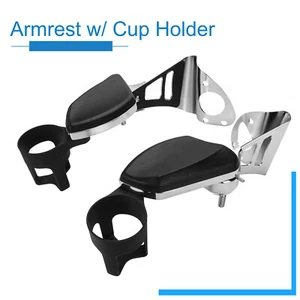 Passenger Arm Rests Cup Holder For Harley Touring Road Glide Street Glide 2014+ - Picture 1 of 12