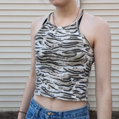 Women's Energie Tiger Animal Print High-Neck Cami Tank Top Sz Medium  - Image 1 of 4
