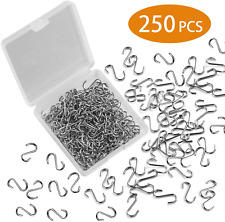 250pcs 0.55 Inch Mini S Hooks Connectors Small Metal S-Shaped Wire Hook with Box