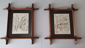 A pair of pen and ink washes of French towns by Frances Walters - Picture 1 of 7