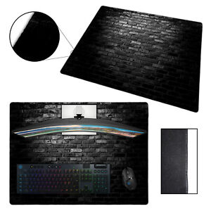 XL Black Brick Wall Computer PC Gaming Mousemat With Stitched Border