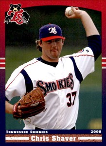 2008 Tennessee Smokies Grandstand #26 Chris Shaver Williamsburg Virginia VA Card