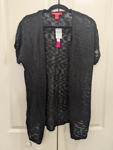 NWT Catherine Women's Size XS Short Sleeve Black Sweater Vest Open Front - Picture 1 of 3