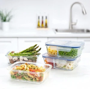 Glass Lunch box/Bento box for meal prep with Leak Proof Lids (Set of 4 ) - Picture 1 of 7