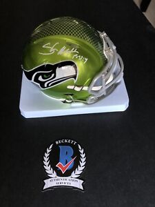 Shaun Alexander autographed signed Flash Mini Helmet Beckett BAS COA Seahawks