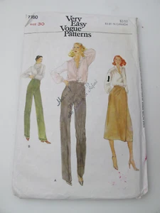 Vogue Pattern 7160 Pant & Skirt Misses Sz 30 (O) - Picture 1 of 6