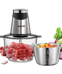 Food Processors with 2 Bowls, Meat Grinder 4 Bi-Level Blades, Mini Electric Food - Picture 1 of 6
