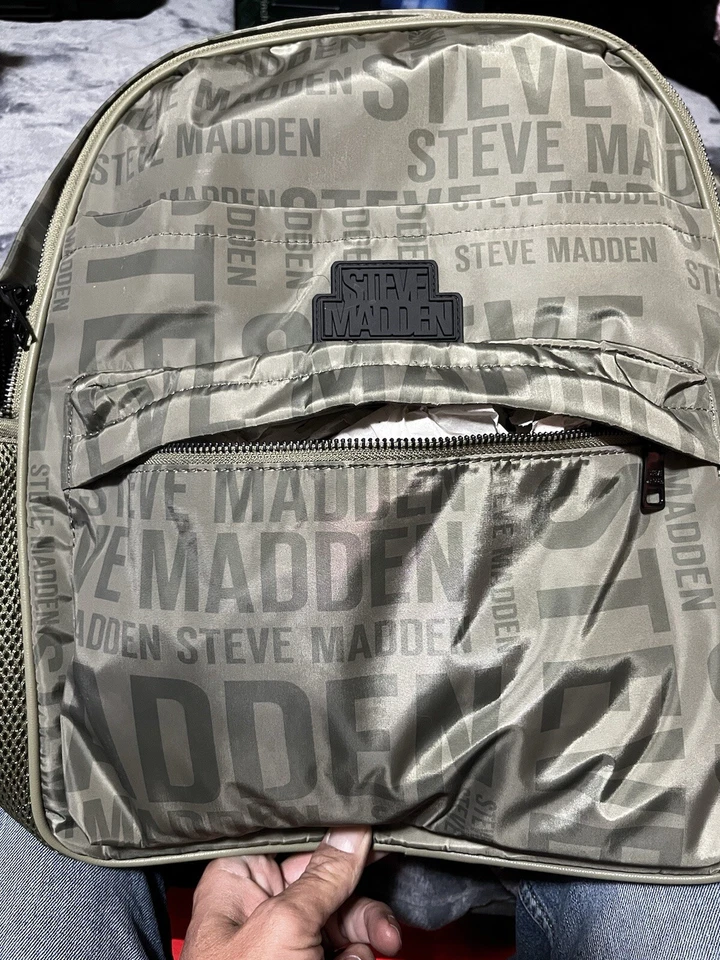 Steve Madden NYC Women's Nylon Backpack - One Size, Black Checker Chains W/pouch — 第 1/4 张图片