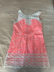 Lilly Pulitzer Girls Dress 8 Hot Pink Mini Mila Shift Dress Coral Reef Preppy - Picture 1 of 9