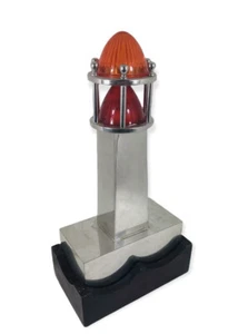 Lámpara de mesa faro de madera cromo/madera única en su tipo máquina art deco - Imagen 1 de 9