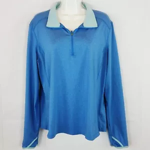 Chaqueta atlética para mujer Danskin L Blue Stretch 1/4 Zip mangas largas con agujeros para los pulgares - Imagen 1 de 5