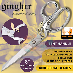 Gingher 8" Dressmaker Shears - Spring-Action, Knife-Edge Blades - Arthritis