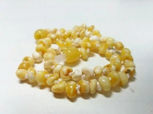 #Collar para niños, ÁMBAR BÁLTICO NATURAL, pintura al óleo, 30 cm. mantequilla y blanco - Imagen 1 de 10