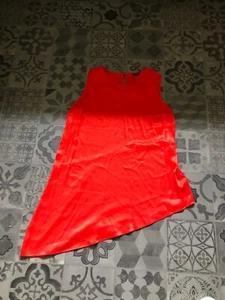 New M&S Collection Orange Red Sleeveless Satin longline Top - Size 18 - Picture 1 of 4