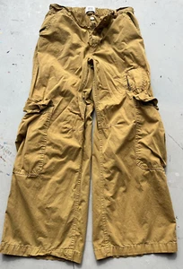 Women's BDG Pants Yellow Parachute 12 Street Wide Leg Cargo Rave Retro Dance Y2K - Picture 1 of 15