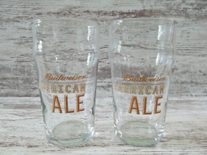 Set of Two (2) BUDWEISER AMERICAN ALE Pint Beer Pub Drinking Glass Bottom Etched - Picture 1 of 11