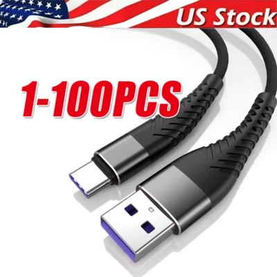 Braided USB C Type C Fast Charging Data Cable Cord for iPhone 16 Pro Max 17 lot - Image 1 of 4