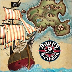 Pirate's Map Treasure Caribbean Buccaneer Birthday Party Paper Luncheon Napkins - Picture 1 of 1