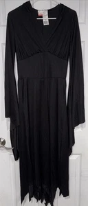 Disguise Black Fringed Hooded Dress Halloween Costume Witch - Picture 1 of 2