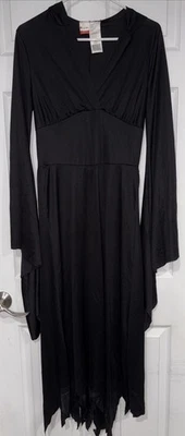 Disguise Black Fringed Hooded Dress Halloween Costume Witch - Image 1 of 2
