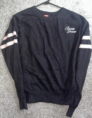 Suéter negro con mangas largas a rayas rosas talla mediana Guess Jeans para mujer Foto 1 de 4