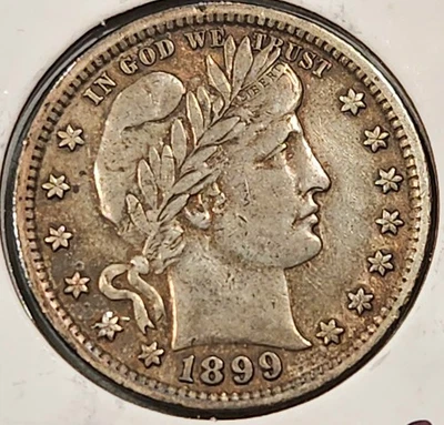 1899-P Silver Barber Quarter 25c ~ VF/XF Nice Circulated US Mint Coin - Image 1 of 2