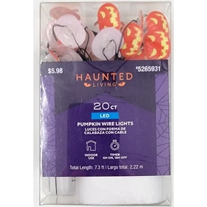 Cadena de luces LED de alambre de calabaza de Halloween Haunted Living funciona con pilas 7,3' - Imagen 1 de 4