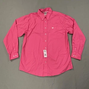 Camicia Cinch Long Creek Outfitters uomo grande rosa western manica bottoni cotone - Foto 1 di 10