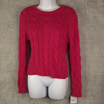 Suéter de malha vintage Xhilaration rosa cabo pequeno Y2K estoque morto preparação de tênis preppy - Imagem 1 de 4