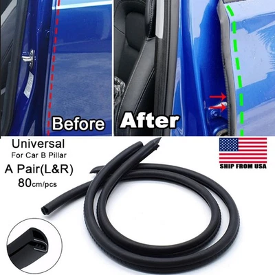 2Pc 0.8m Car Door Rubber Weatherstrip B Pillar Hollow Sealing Strip Soundproof Foto 1 de 4